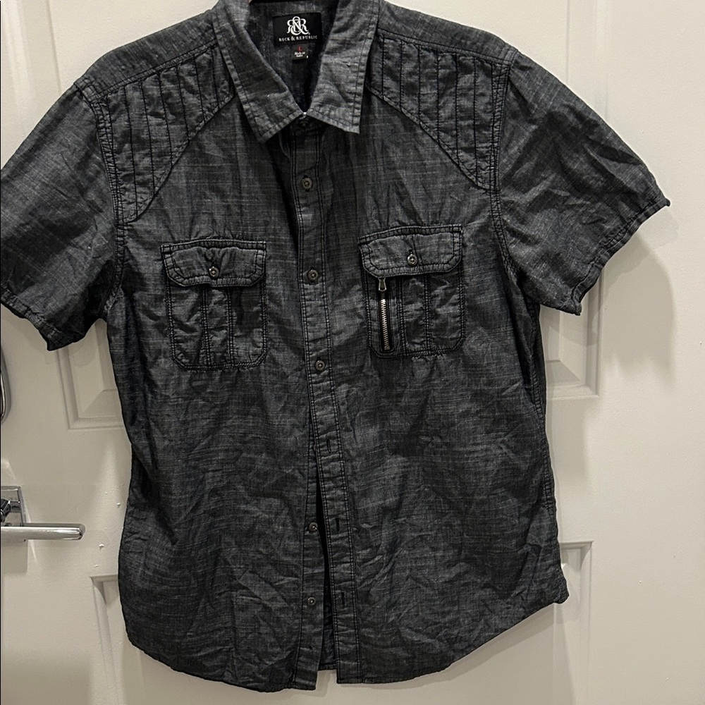 Rock & Republic Charcoal Button Down Shirt